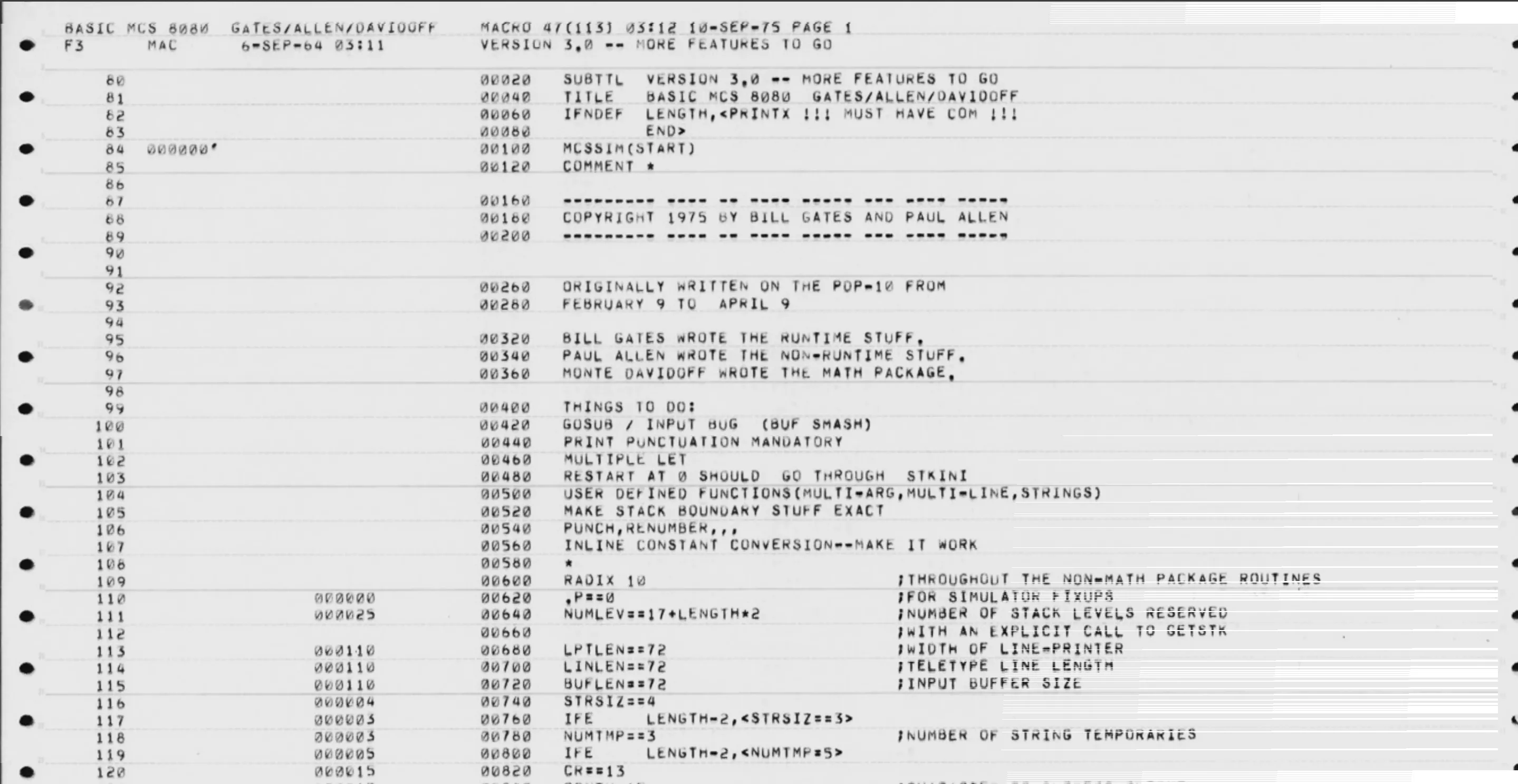 Mã nguồn gốc Altair BASIC của Microsoft được Bill Gates công bố