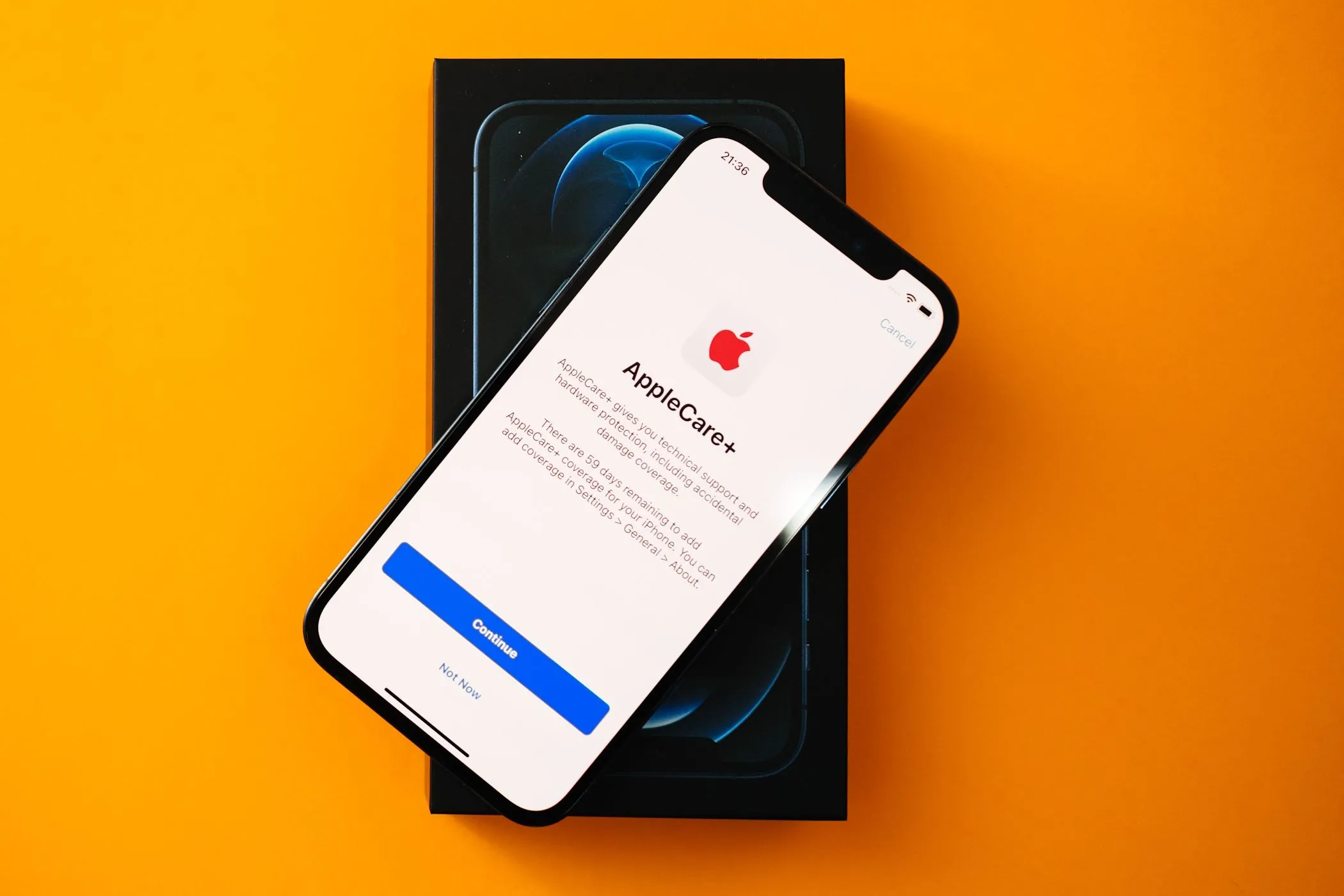 Màn hình cài đặt AppleCare trên iPhone