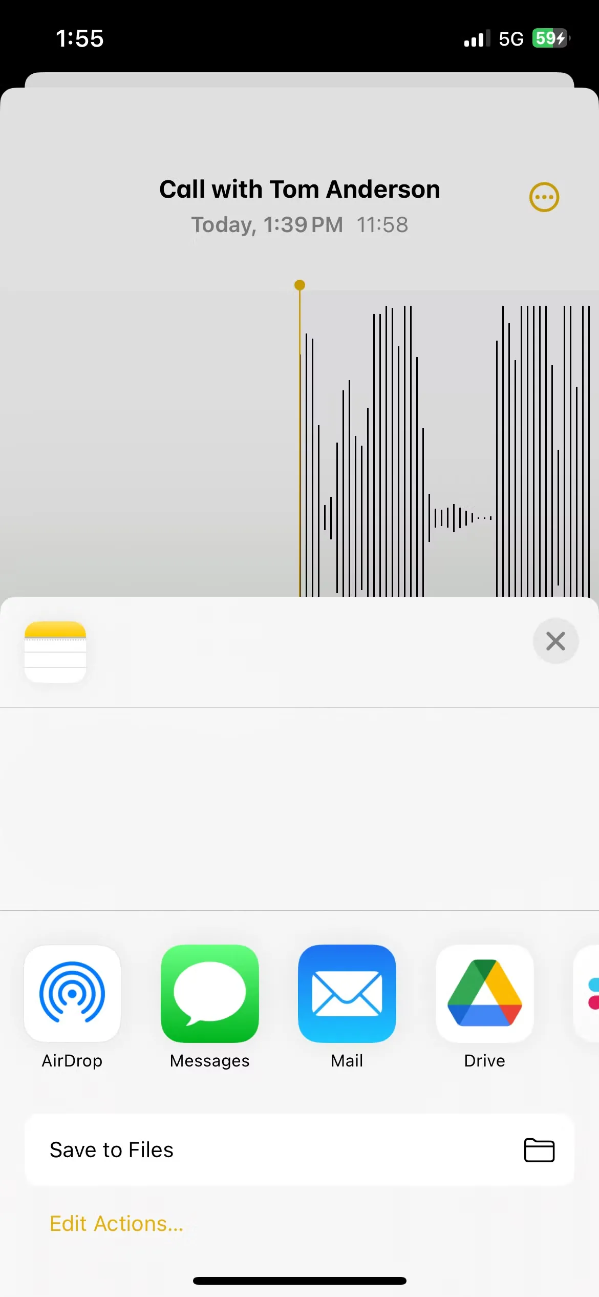 Màn hình chia sẻ ghi âm cuộc gọi trên iPhone chạy iOS 18 bị lỗi không hiển thị file âm thanh