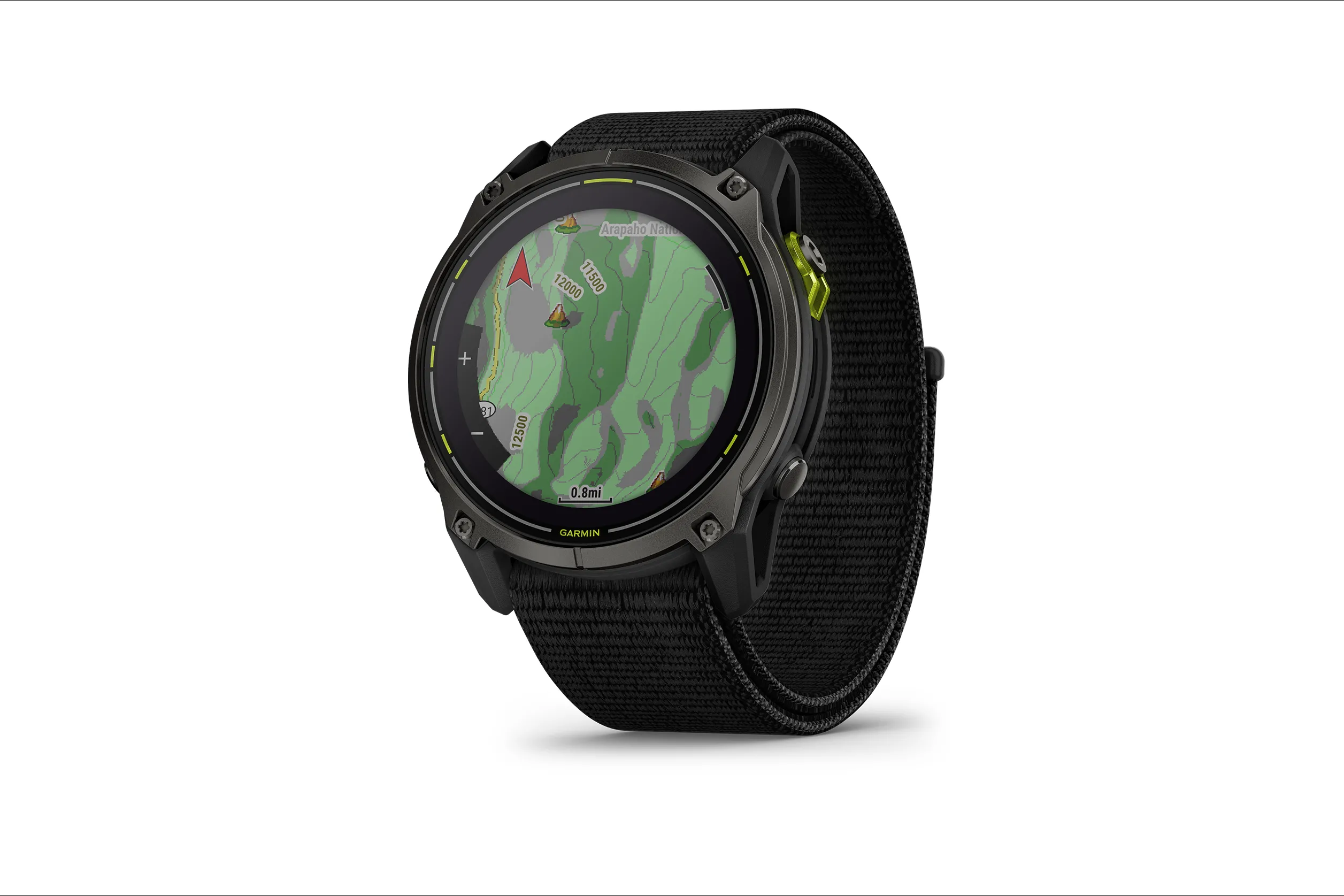 Màn hình đồng hồ Garmin Quatix 6x Solar hiển thị bản đồ GPS chi tiết, hỗ trợ định vị và các tính năng an toàn khi đi dã ngoại