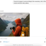 Màn hình giao diện ChatGPT hiển thị quy trình tạo hình ảnh nguyên mẫu cho thiết kế web và nhiếp ảnh.