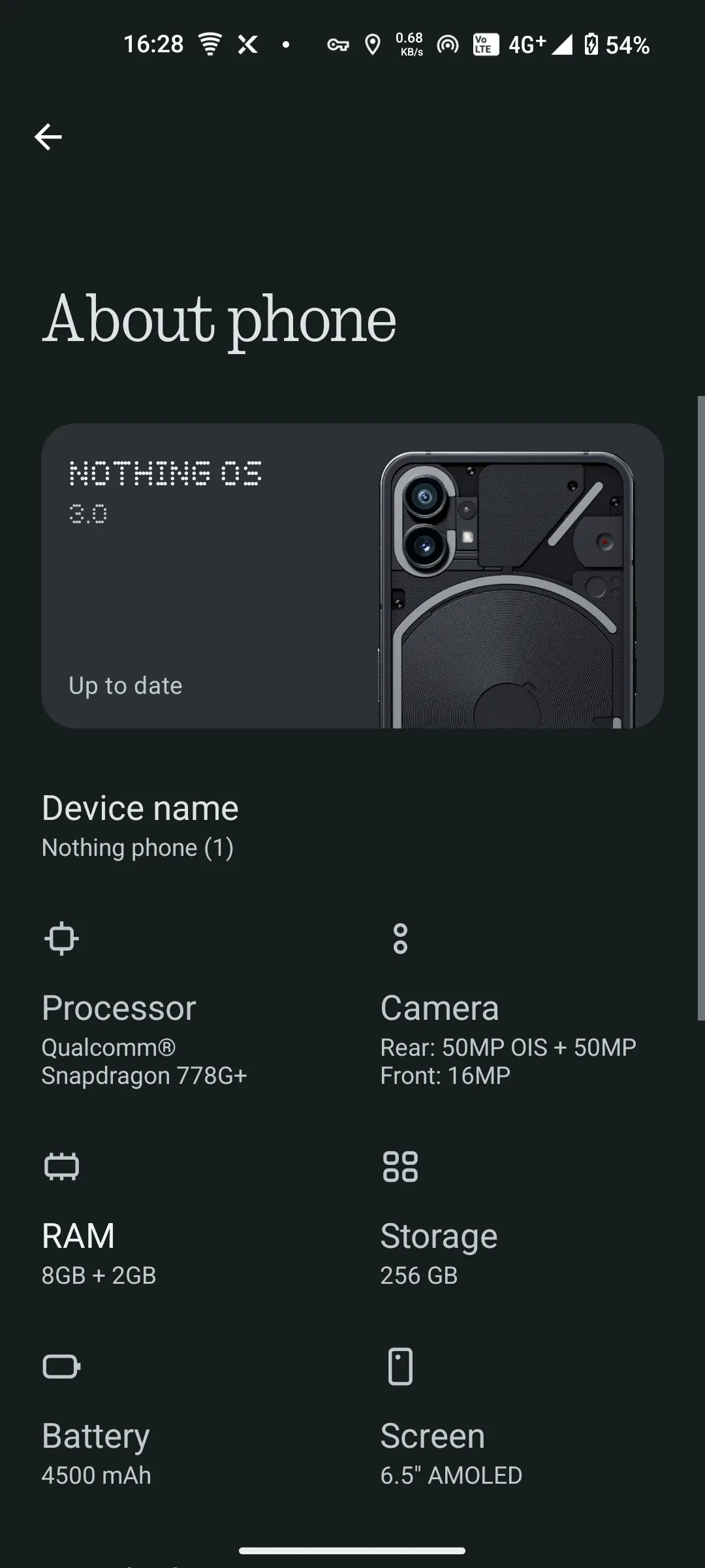 Màn hình Giới thiệu về điện thoại trên Nothing Phone
