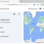 Màn hình Google Find My Device hiển thị lỗi không thể kết nối với thiết bị
