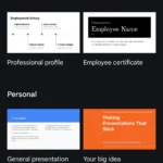 Màn hình hiển thị các mẫu thuyết trình của Google Slides trên thiết bị di động, cho thấy sự đơn giản và dễ chọn.