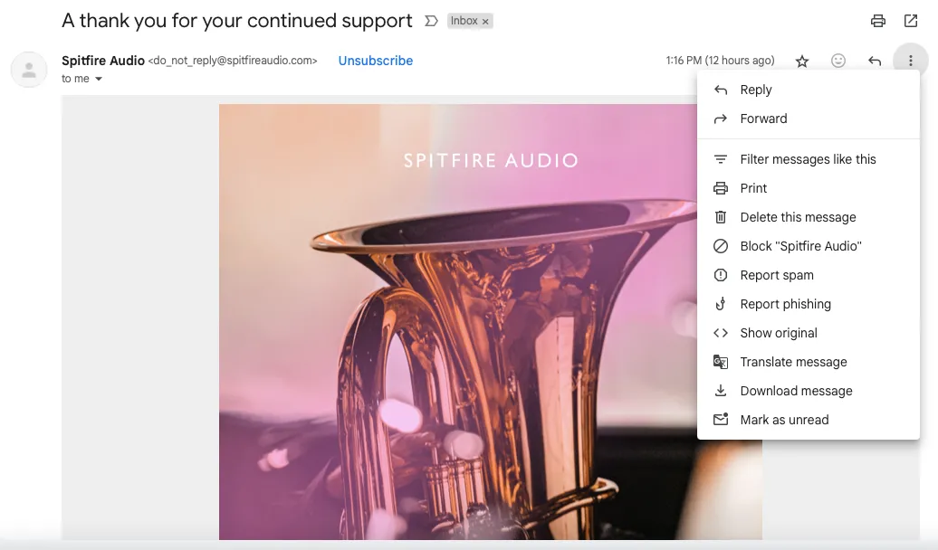 Màn hình hiển thị một email hợp lệ thông thường