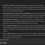 Màn hình hiển thị phản hồi của ChatGPT về cách sống ý nghĩa trong độ tuổi 20