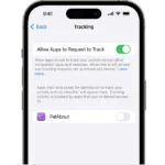 Màn hình hộp thoại hỏi quyền theo dõi ứng dụng trên iPhone.
