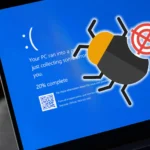 Màn hình lỗi Windows hiển thị thông báo lỗi và biểu tượng lỗi.