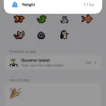 Màn hình thông tin chú chó trong ứng dụng Pixel Pals cho Dynamic Island.