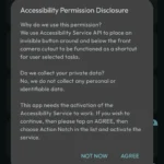 Màn hình yêu cầu cấp quyền trợ năng cho ứng dụng Action Notch trên Android.