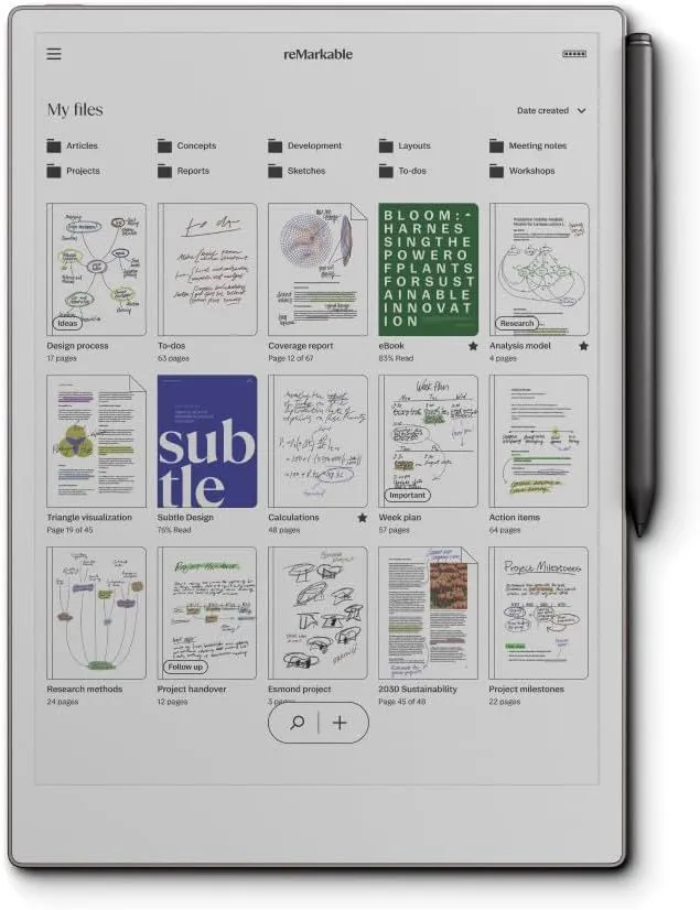 Máy tính bảng reMarkable Paper Pro nhìn từ mặt trước trên trang Amazon