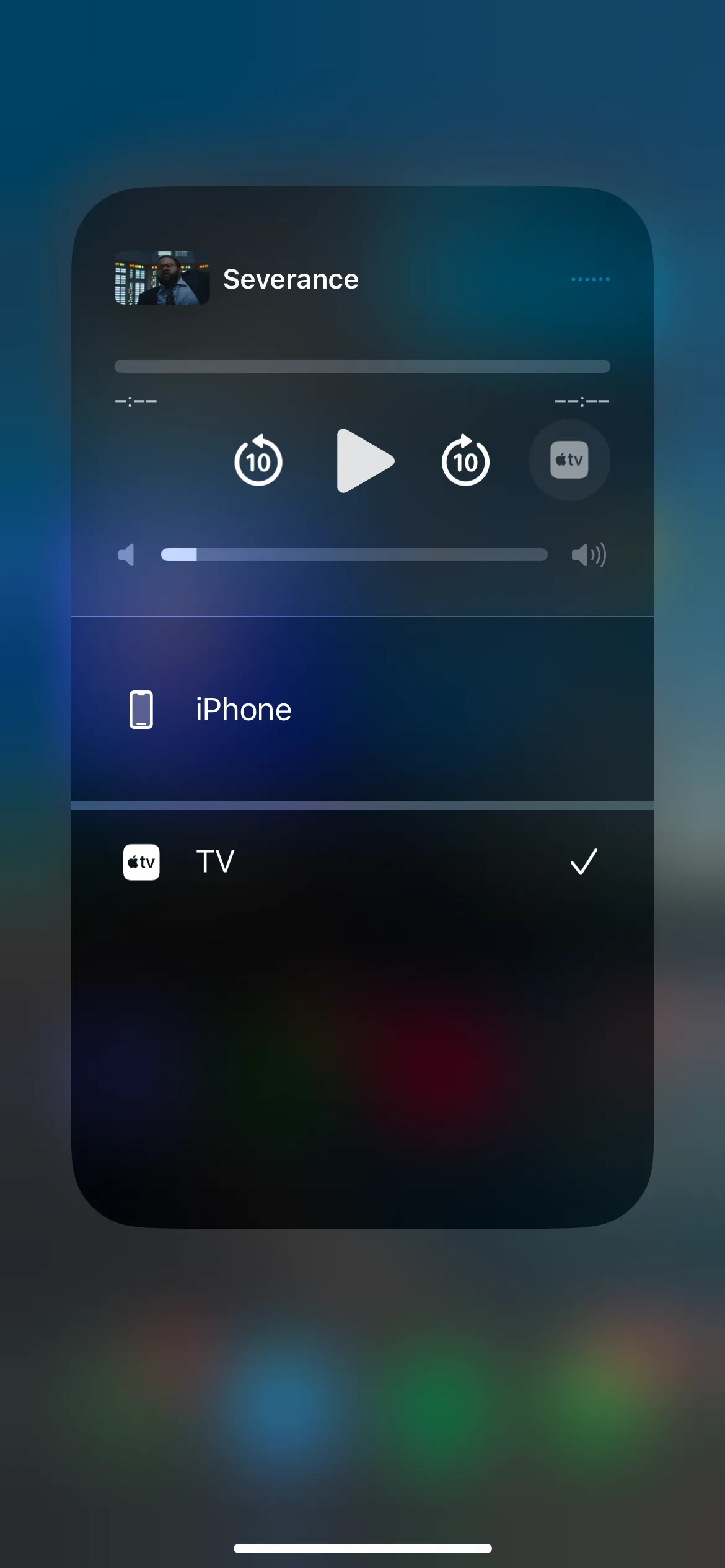 Menu AirPlay trên iPhone cho phép truyền nội dung video từ thiết bị sang Apple TV