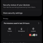 Menu Bảo mật và quyền riêng tư trên điện thoại Samsung