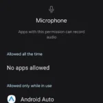Menu cấp quyền micro trên Android