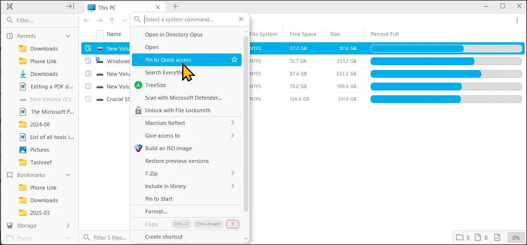 Menu chuột phải trên File Explorer Windows 11