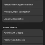 Menu dịch vụ Google trong cài đặt Android