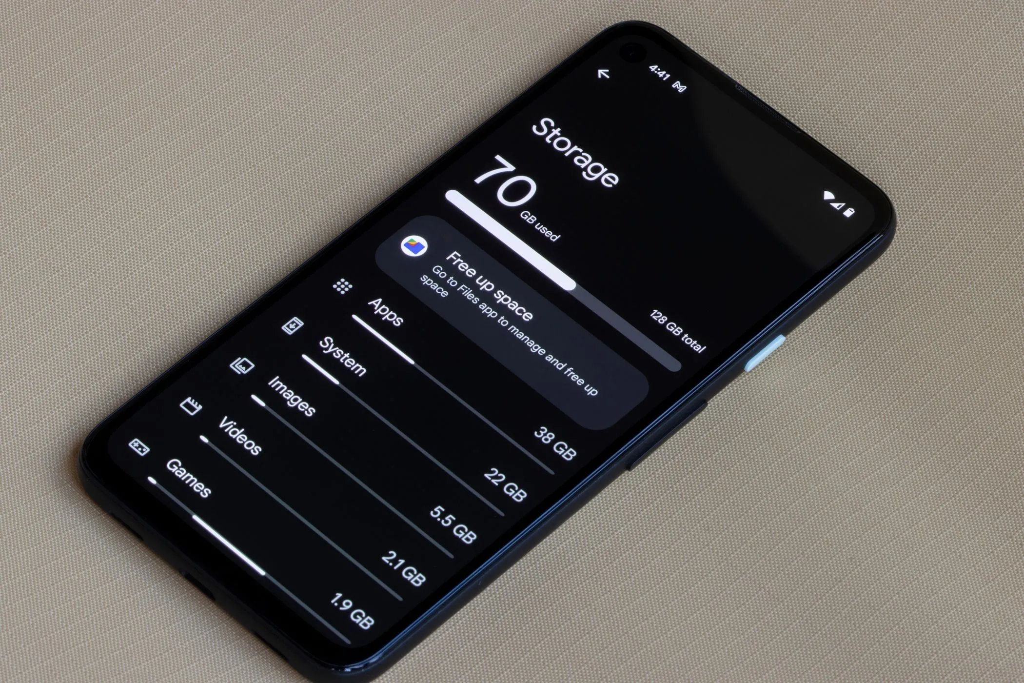 Menu lưu trữ trên điện thoại Android
