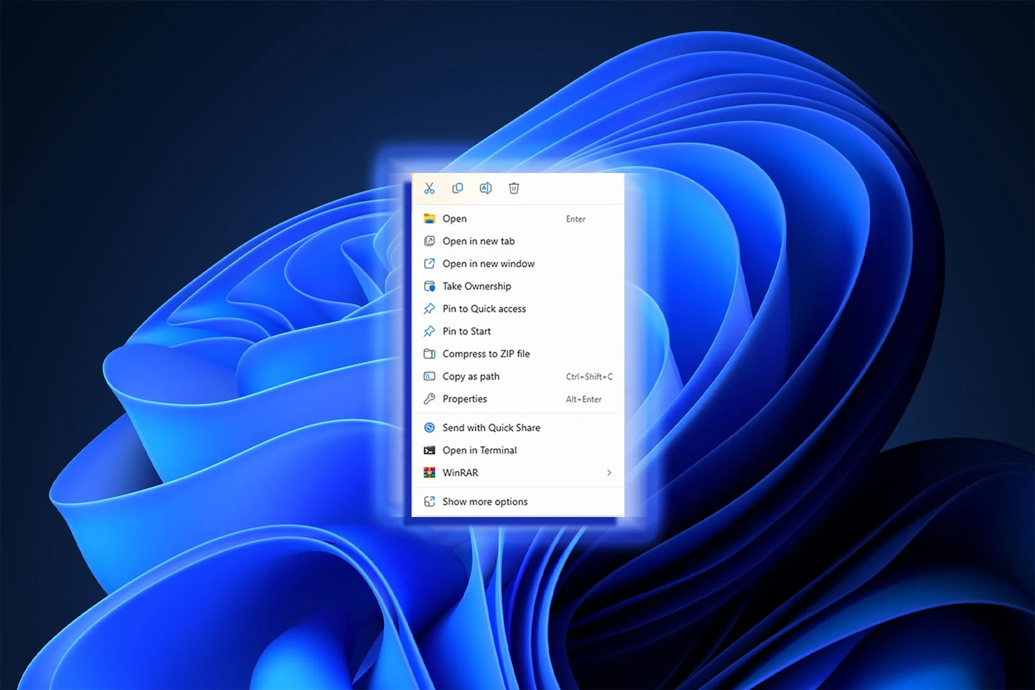 Menu ngữ cảnh chuột phải mặc định của Windows 11
