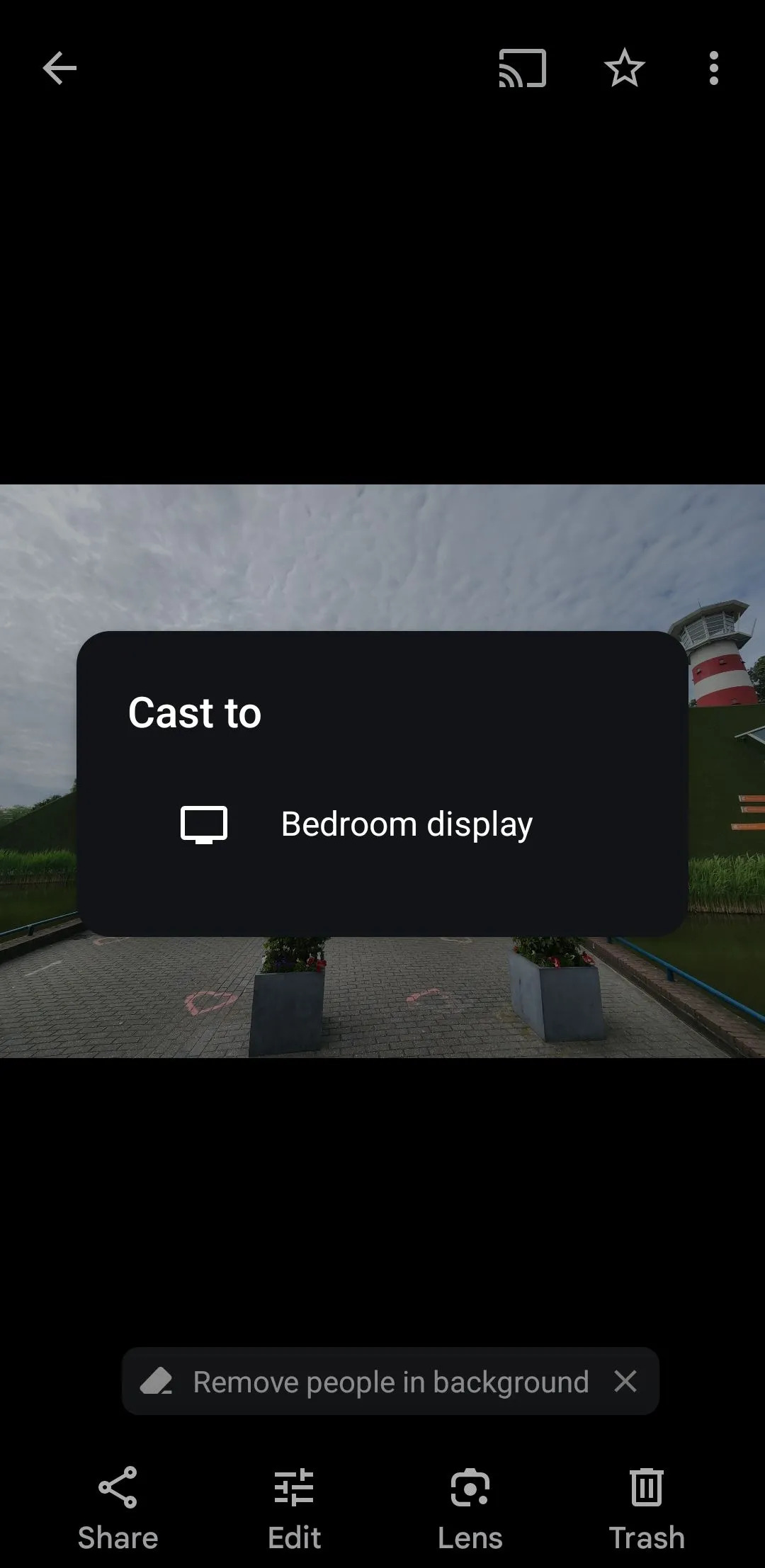 Menu truyền hình ảnh từ ứng dụng Google Photos lên TV thông qua biểu tượng Cast
