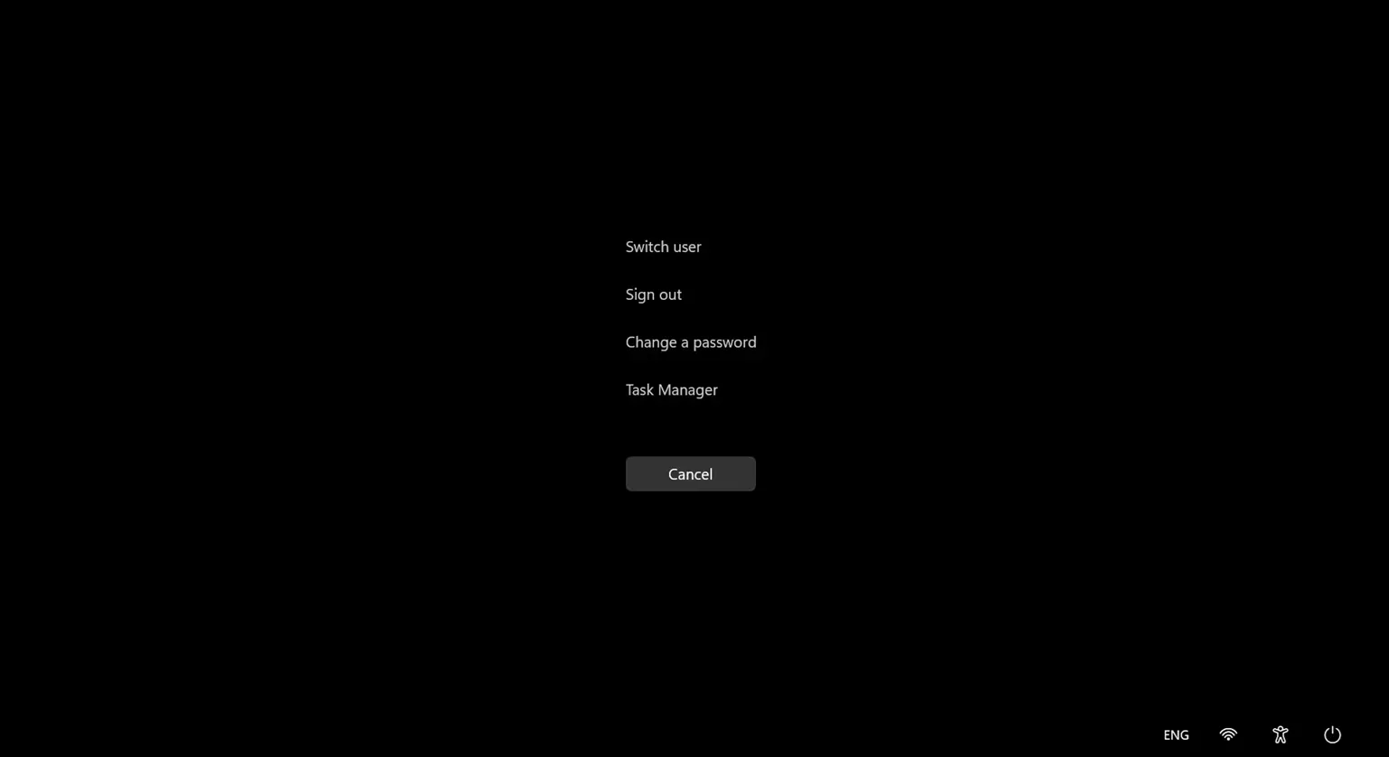 Menu tùy chọn khẩn cấp khi nhấn Ctrl Alt Del trên Windows 11