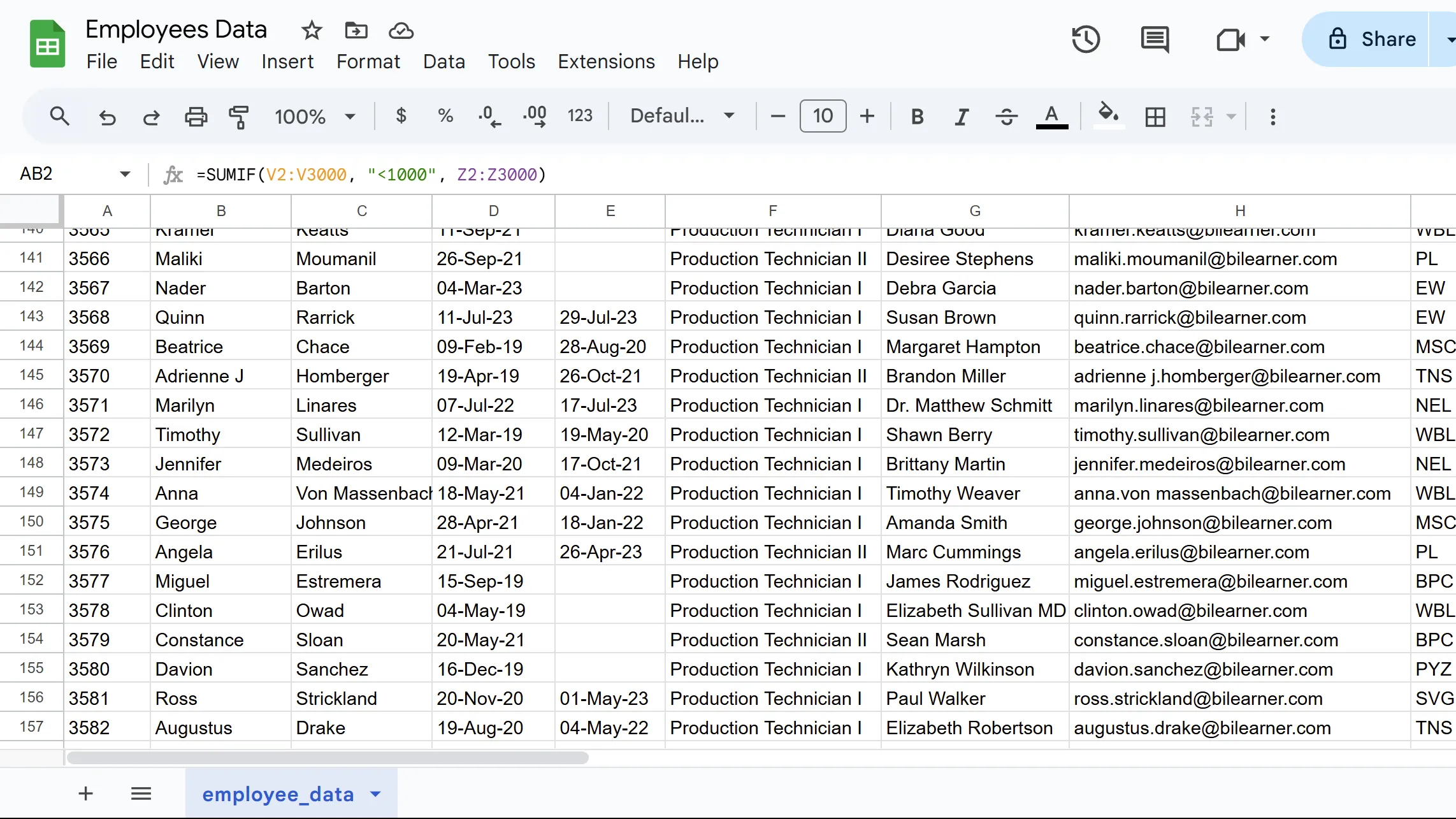 Minh họa cách hàm SUMIF tính tổng các giá trị có điều kiện trong Google Sheets
