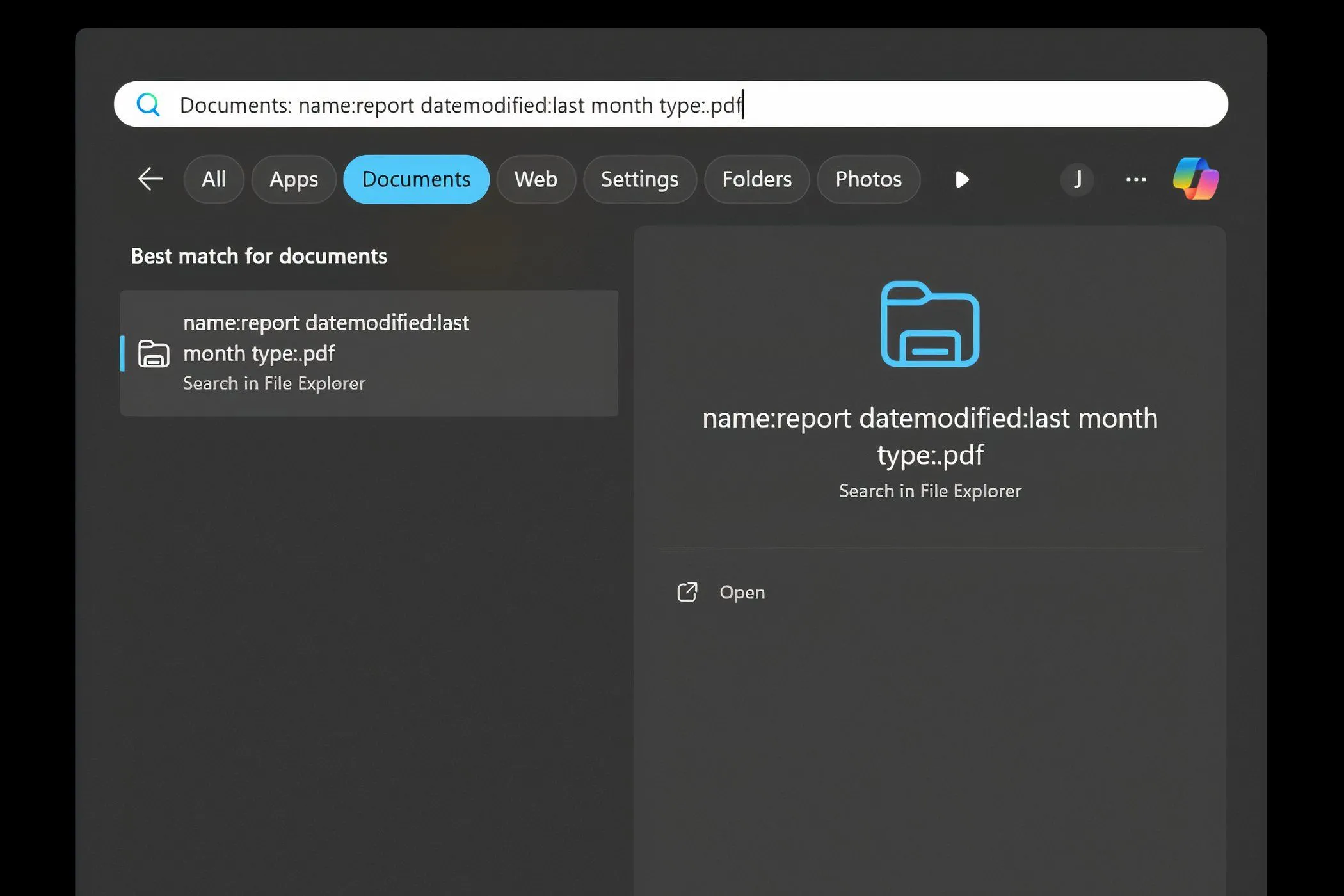 Minh họa kết hợp nhiều bộ lọc tìm kiếm trong Windows để đạt độ chính xác cao