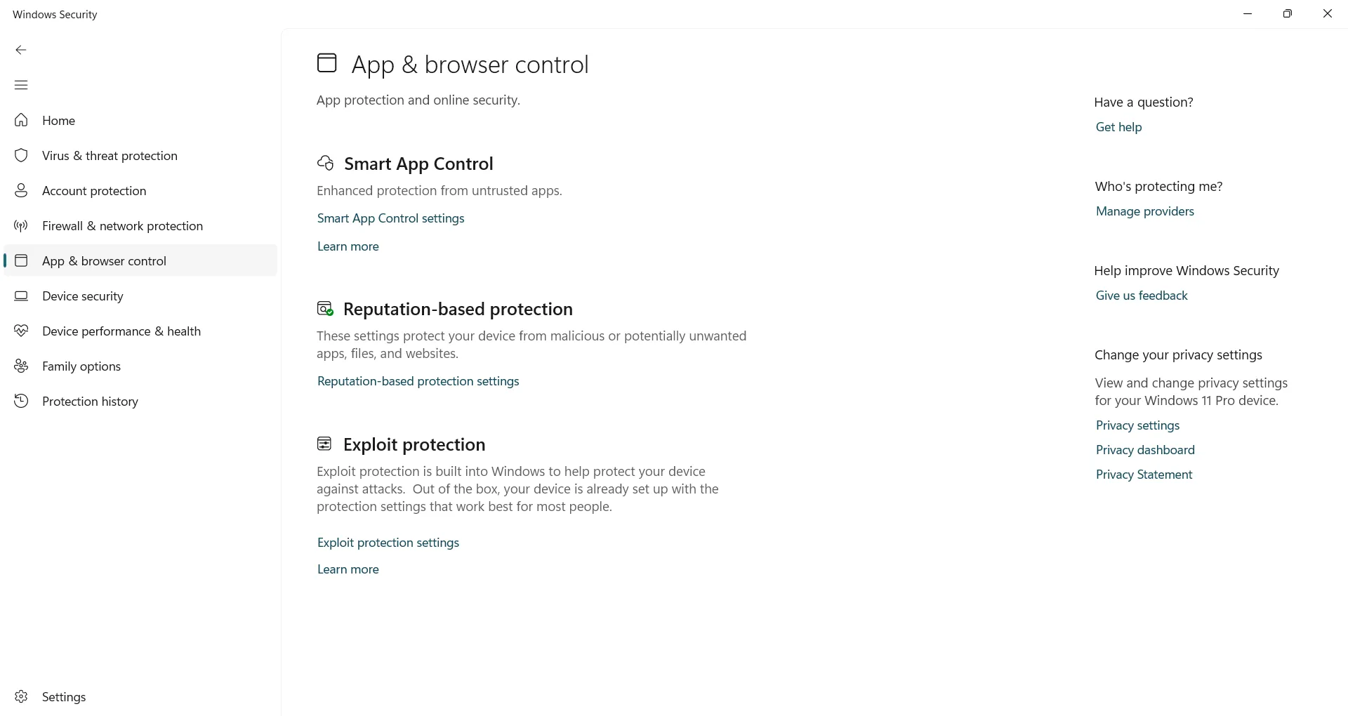 Mở cài đặt Bảo vệ Khai thác lỗ hổng (Exploit Protection) trong Windows Security