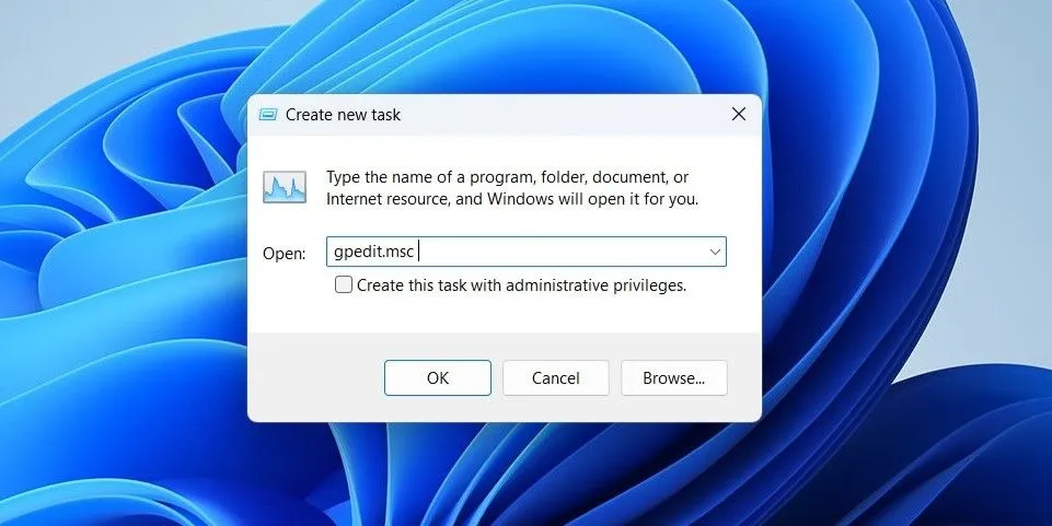 Mở Local Group Policy Editor thông qua Task Manager