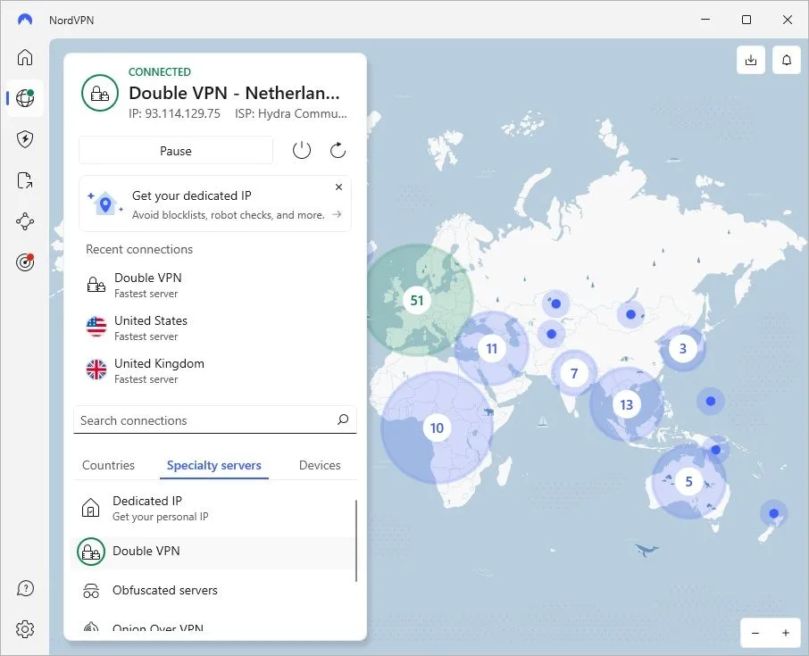 Mô phỏng kết nối VPN tạo đường hầm bảo mật và ẩn địa chỉ IP thực của người dùng.