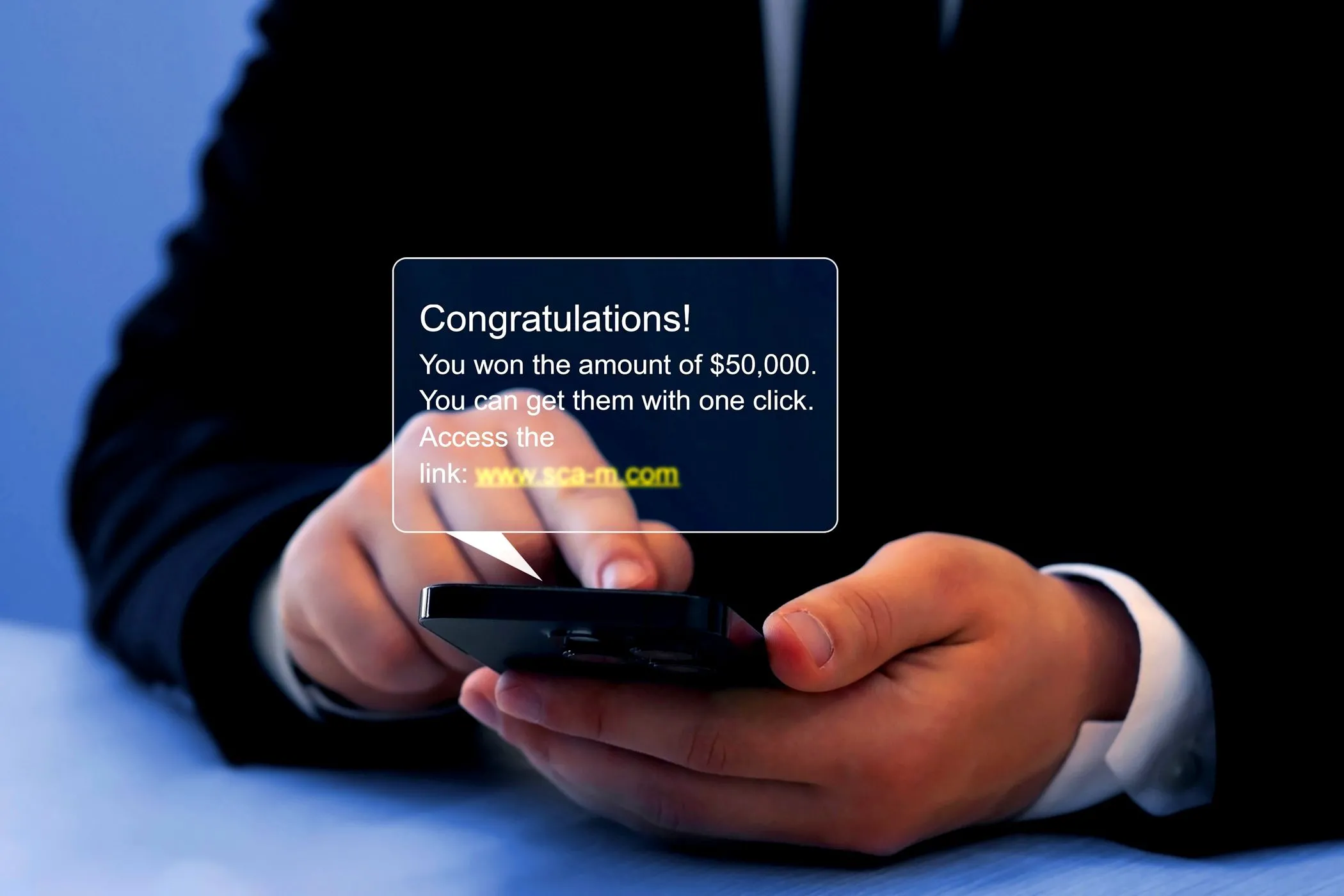 Mô tả tin nhắn lừa đảo phishing trên điện thoại smartphone