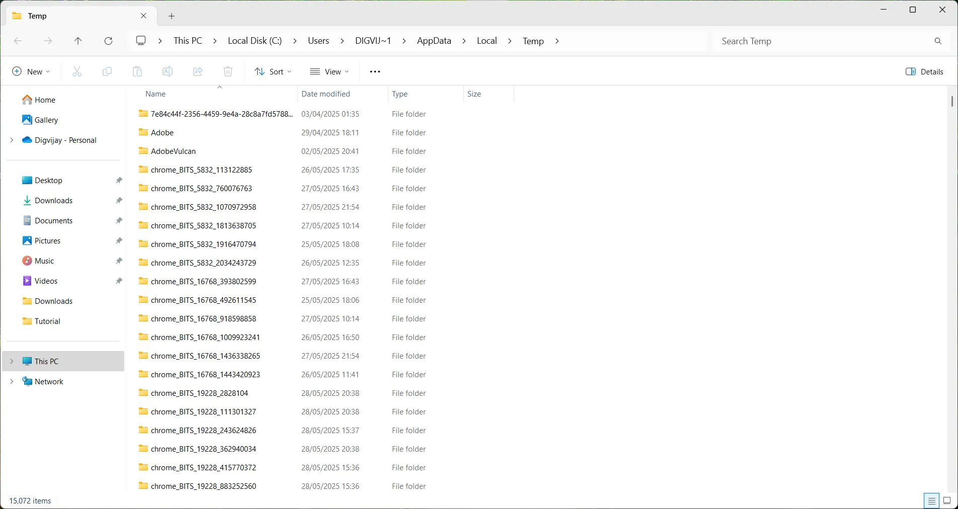 Mở thư mục Temp hệ thống trong File Explorer