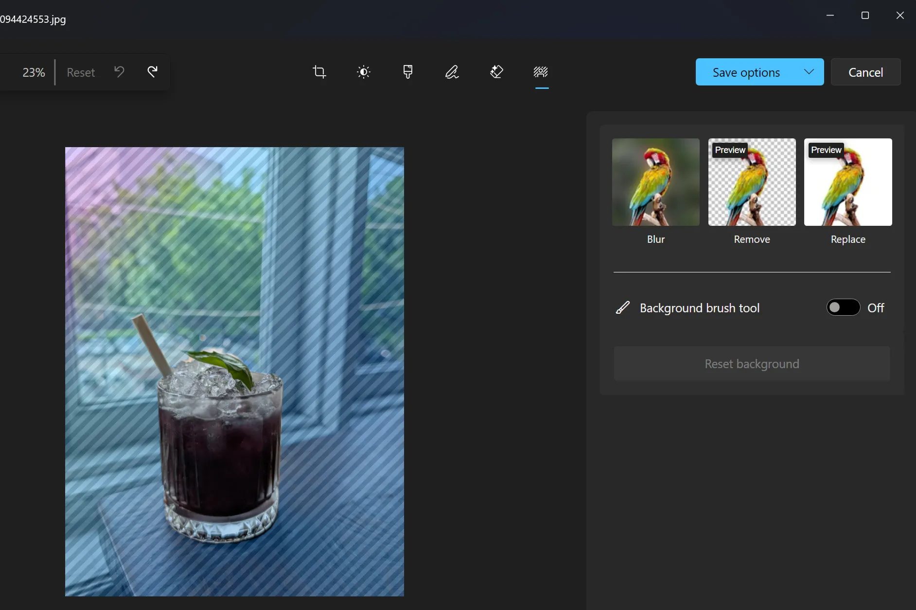 Modifying background of photos