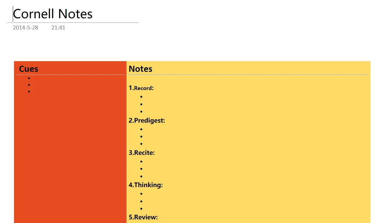 Một mẫu template OneNote đã cài đặt từ OneNote Gem phục vụ ghi chú học tập