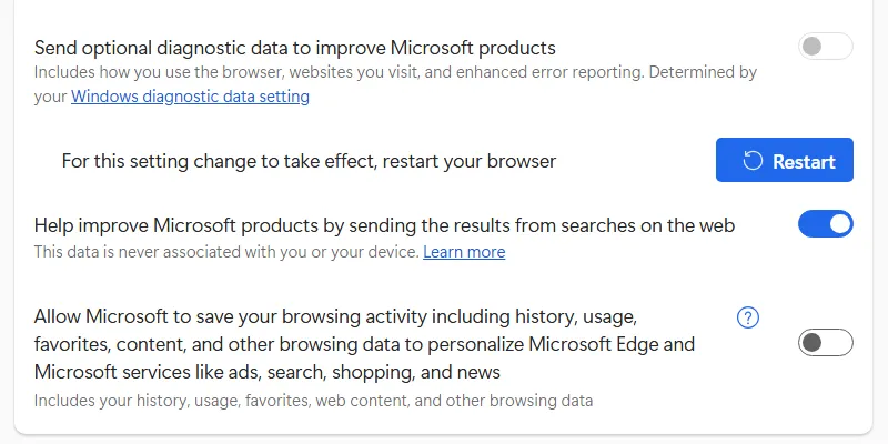 Ngăn chặn quảng cáo cá nhân hóa trong trình duyệt Microsoft Edge