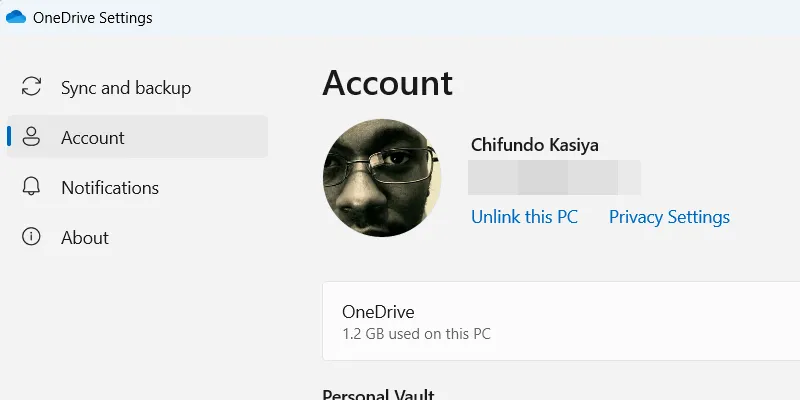 Ngắt liên kết tài khoản OneDrive với máy tính Windows 11