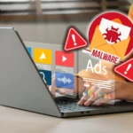 người dùng laptop bị nhiễm malware