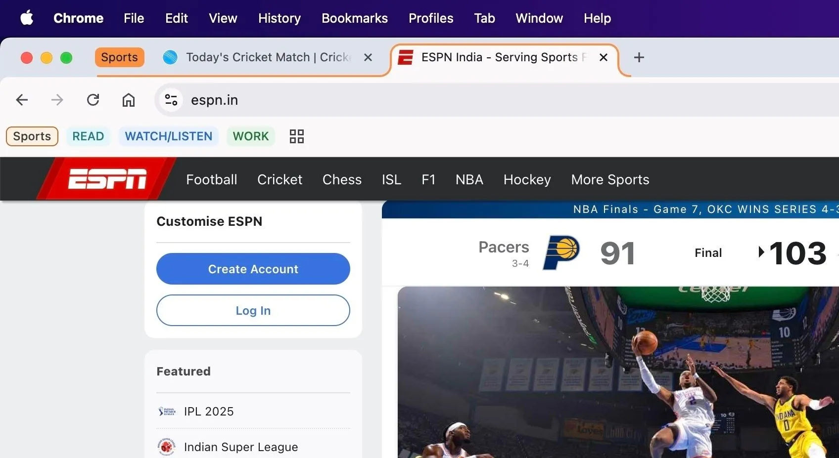 Nhóm Tab Chrome hiển thị trên thanh dấu trang (Bookmark Bar) trên máy Mac, giúp truy cập nhanh chóng và tiện lợi.