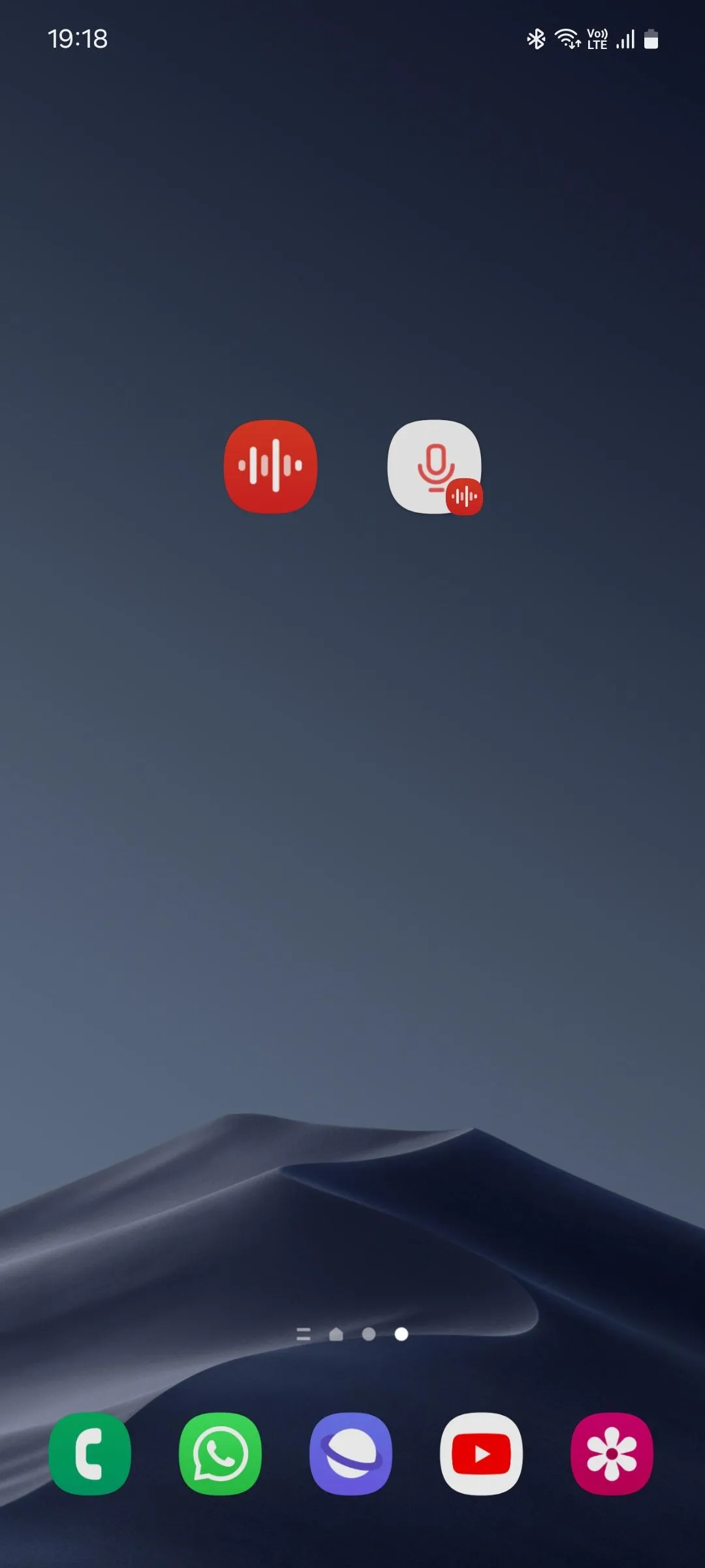 Phím tắt bắt đầu ghi âm Samsung Voice Recorder