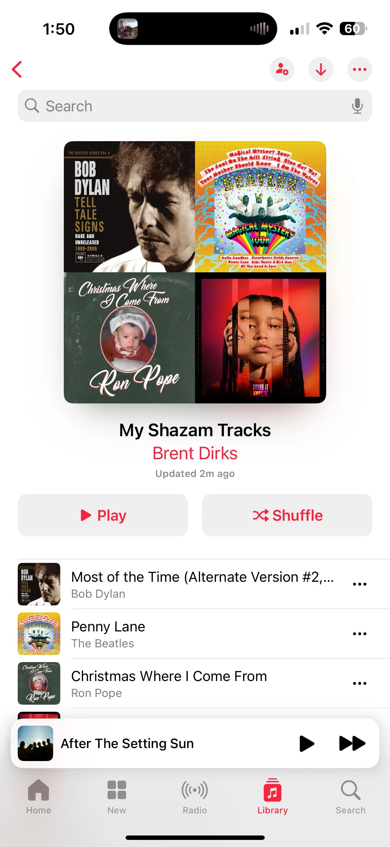 Playlist My Shazam Tracks trong ứng dụng Apple Music trên iPhone