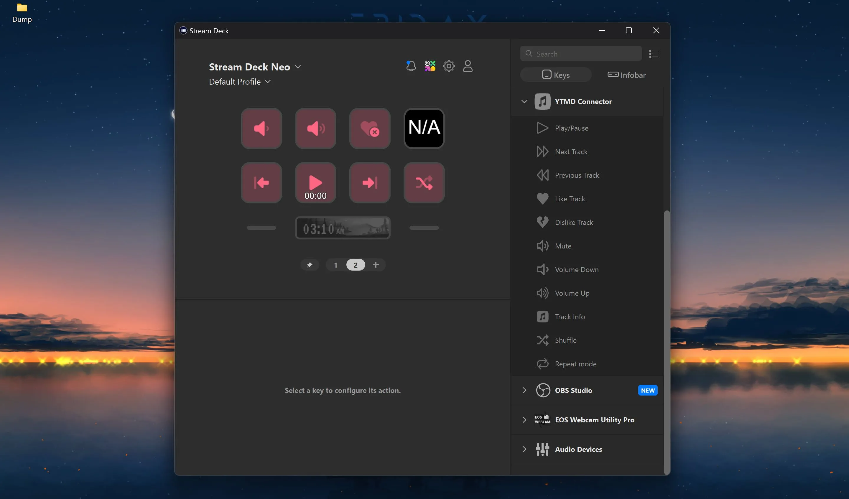 Plugin YTMD Stream Deck hoạt động trên máy tính Windows, minh họa khả năng tích hợp YouTube Music Desktop