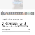 Quá trình Adobe Express tự động tạo phụ đề cho video, hiển thị thanh tiến trình xử lý