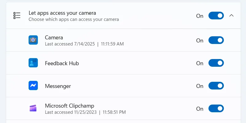 Quản lý quyền truy cập camera của ứng dụng trên Windows 11