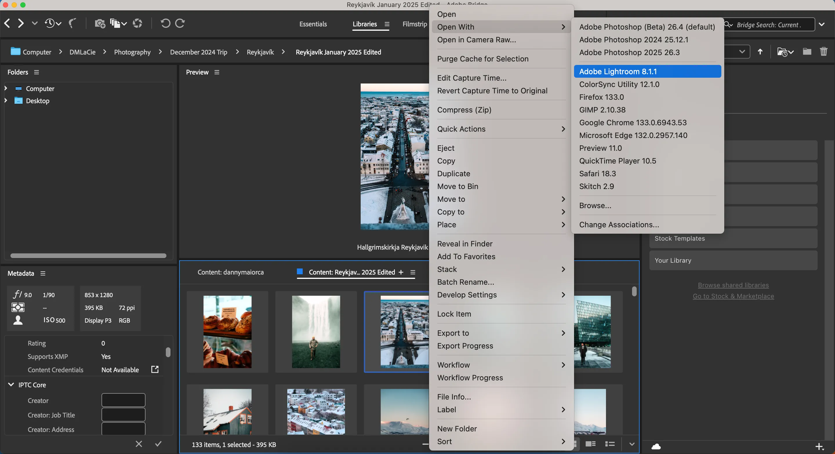 Quản lý và mở ảnh trong Adobe Bridge với các ứng dụng Adobe khác
