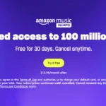 Quảng cáo Amazon Music Unlimited hiển thị các ưu đãi và bản dùng thử miễn phí