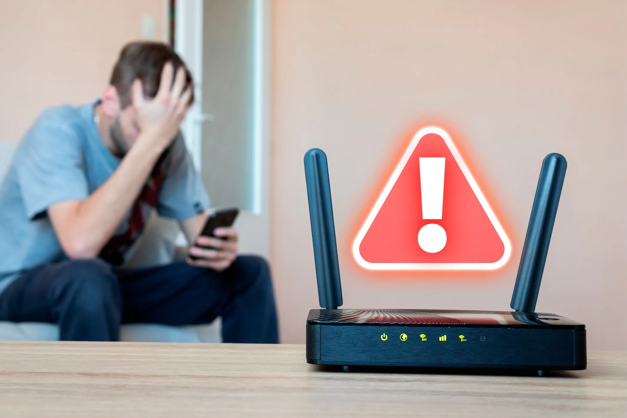 Router Wi-Fi hiển thị lỗi kết nối và người dùng thất vọng vì vấn đề mạng