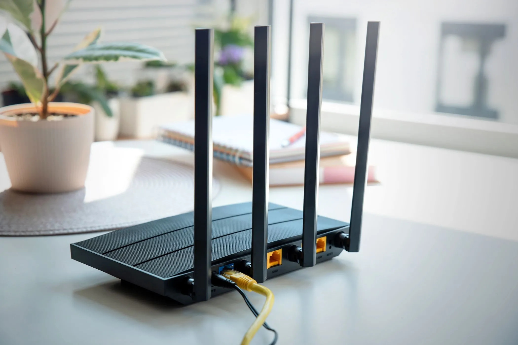 Router Wi-Fi phụ với bốn ăng-ten để thiết lập mạng khách
