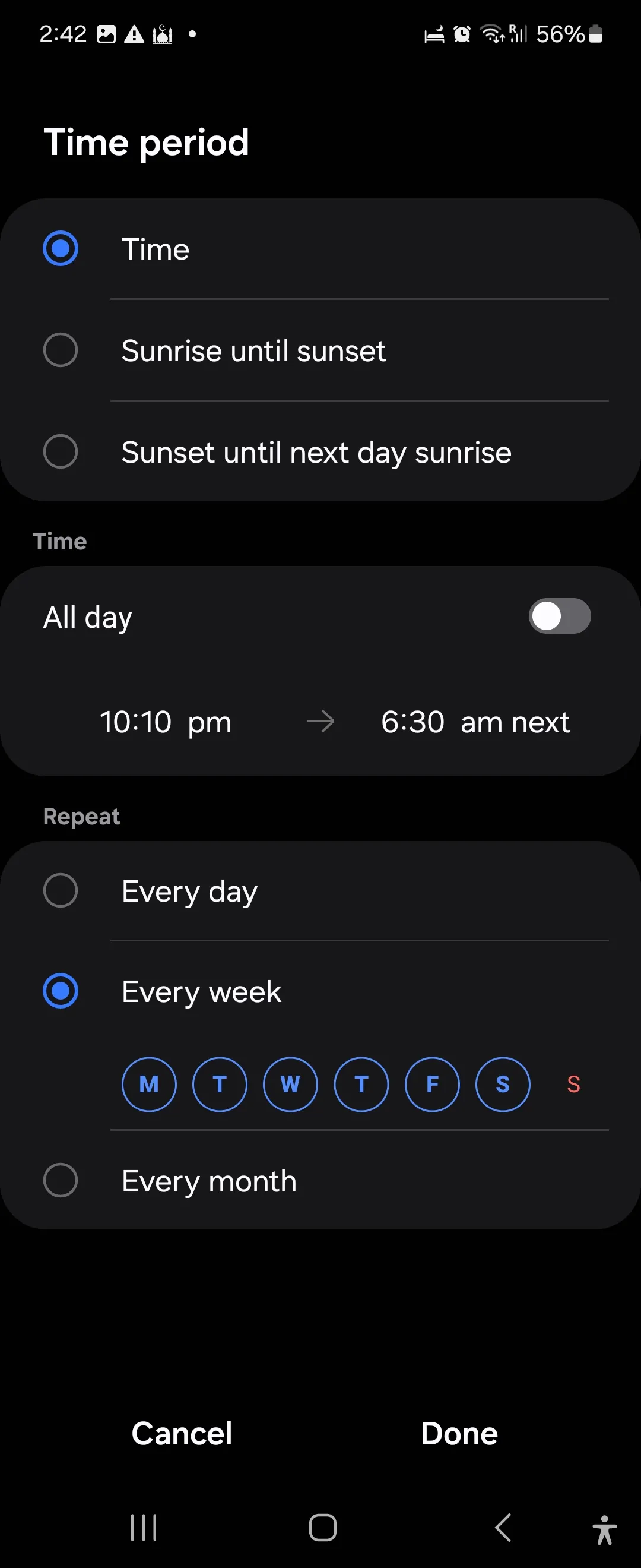 Sleeping routine settings on Modes and Routine on Galaxy Flip 6-1