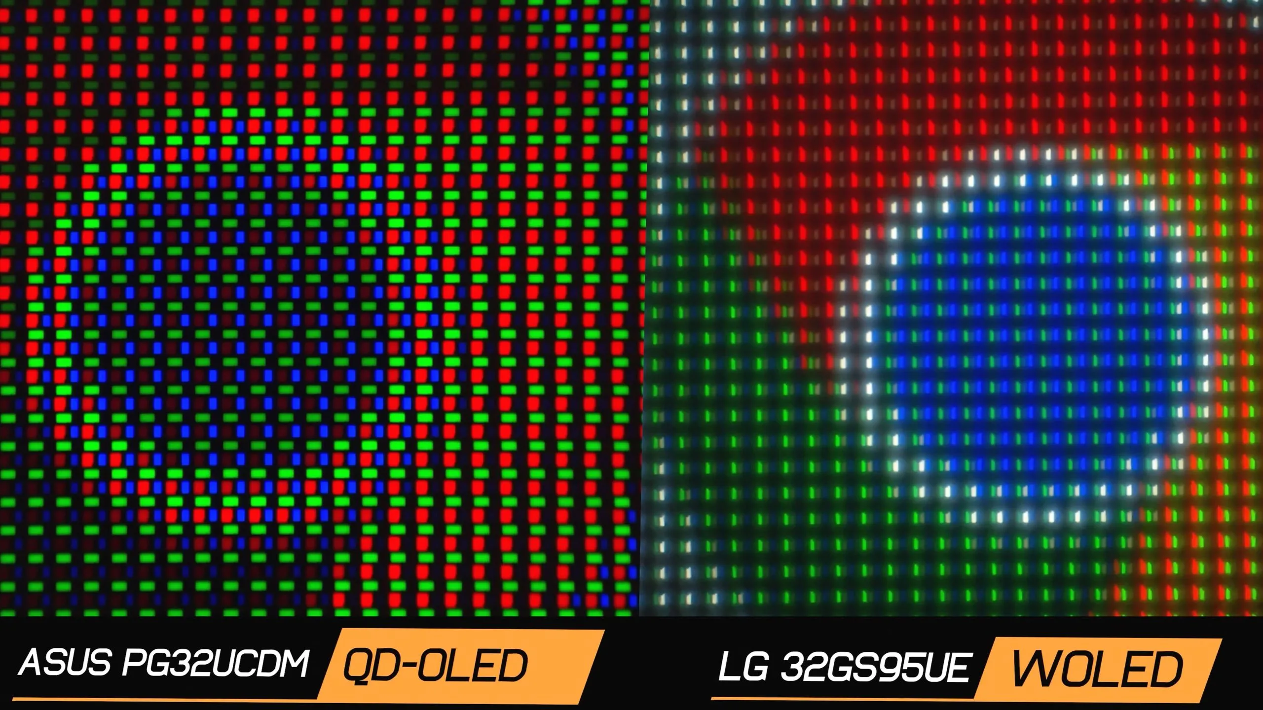 Sơ đồ bố trí điểm ảnh phụ trên màn hình OLED của Asus và LG