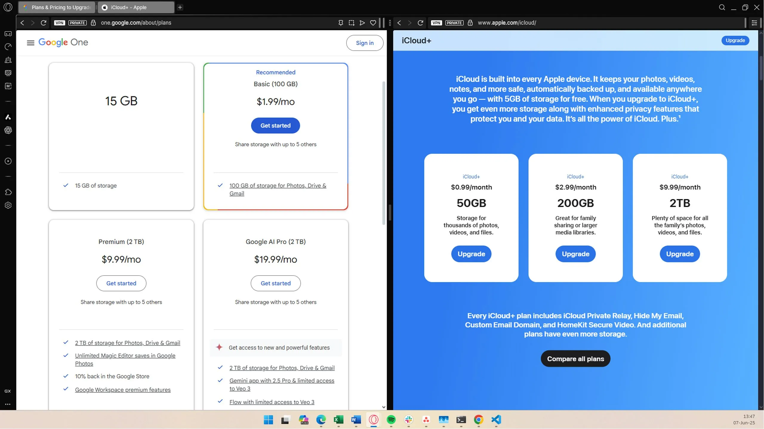 So sánh giá các gói lưu trữ đám mây iCloud và Google One