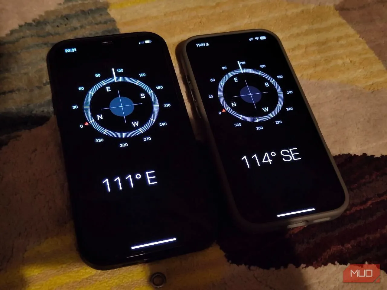 So sánh kết quả đọc la bàn giữa iPhone 12 Pro Max và iPhone 16 Pro